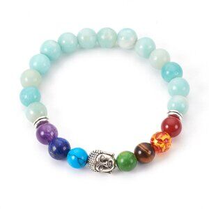 NWOT -  Buddha Chakra reiki stretchy bracelet with mixed Gemstones Amazonite